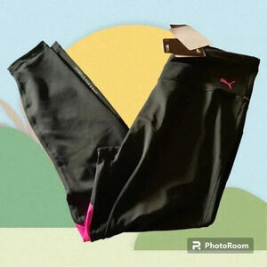 Puma Pink & Black Womens Workout Pants Size L